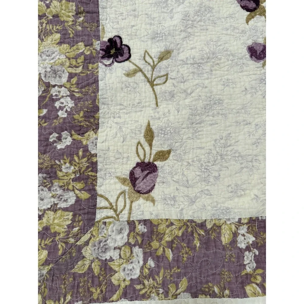 Better Homes & Gardens Purple Blossom Quilt & Sham Set Floral Rose Full/Queen